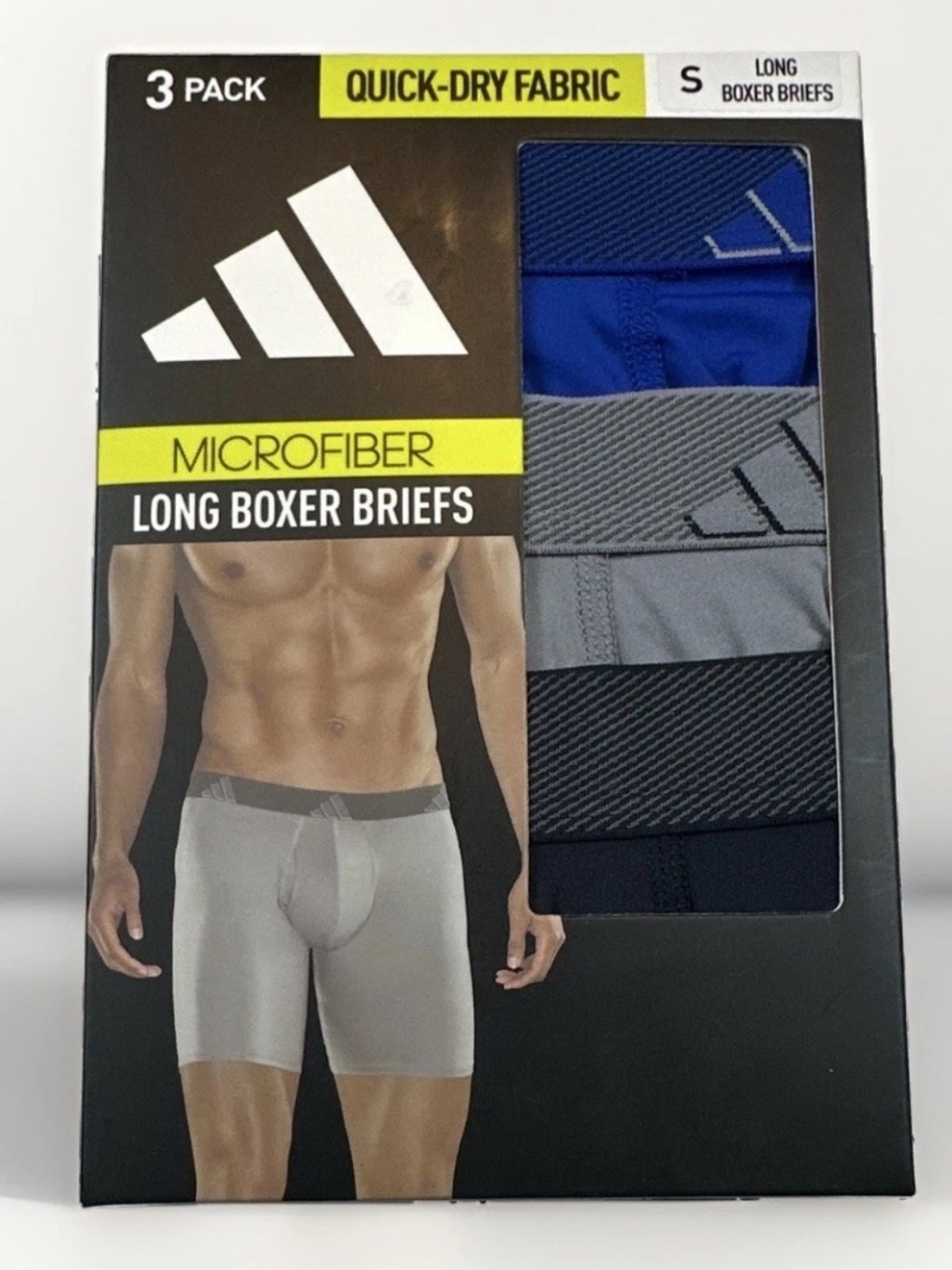 Adidas Men's Boxer Brief Underwear Microfiber Quick-Dry 3-Pack Size S (NWT)
